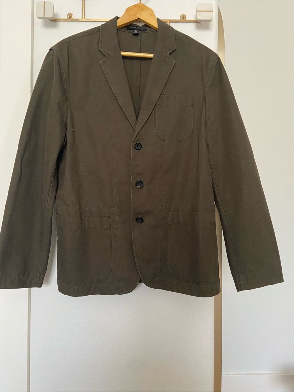 Banana Republic 3-button Canvas Blazer 42R Khaki Green Cotton